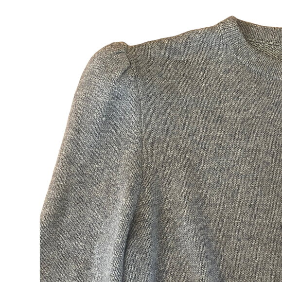 Vintage St. John Marie Gray Wool Peplum Button Pullover Sweater 14 - Picture 3 of 5